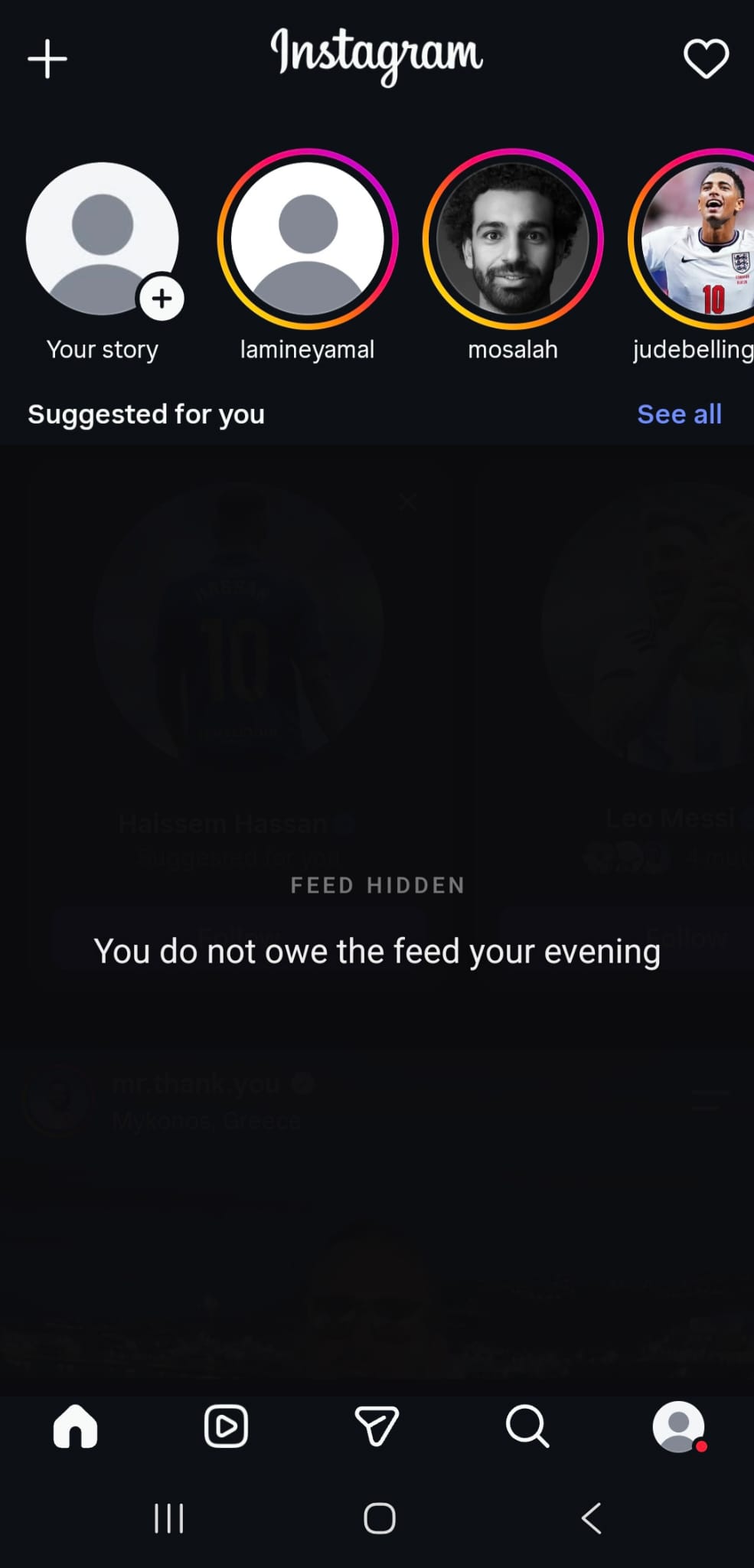 Feed Blur covering the Instagram home feed